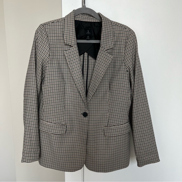 Plaid Shoulder Pad Blazer - Picture 1 of 4